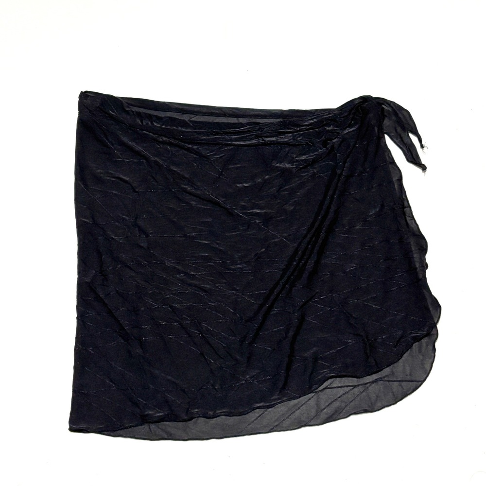 Christina Mesh Sarong‎ Wrap Skirt Women OS Black Sheer Swim Cover Up